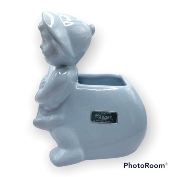 Vintage Haeger Blue Baseball Boy Pottery Planter 50s - Picture 4 of 9